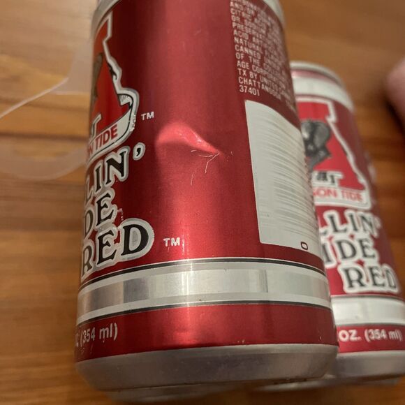 Rollin' Tide Red Bama's Own Soft Drink Cans University of Alabama 4 Empty 12 oz - Picture 5 of 12